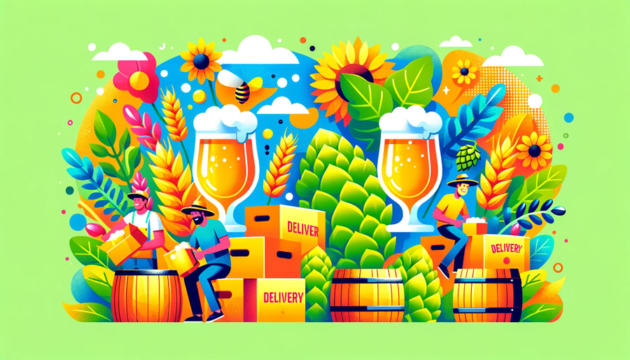 通販で楽しむクラフトビールのイラスト画像